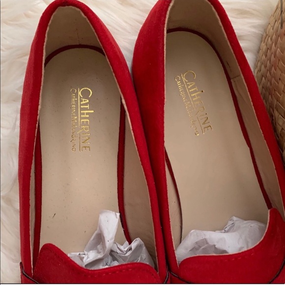Catherine Malandrino Red Suede Loafers - Picture 4 of 8